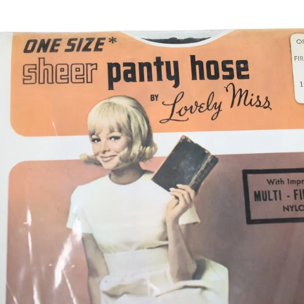 Vintage Nylon Off Black Panty Hose Original Package Lovely Miss 9-11 - Hey Viv